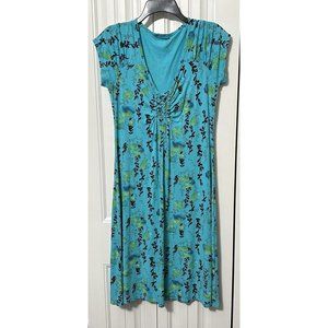 Fresh Produce Dress Womens Sundress Floral Blue Tie Dye Small Sleeveless Boho
